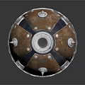 Rustic Brown Metal Sphere With Silver Bands Bolts And Mechanical Details