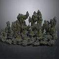 Wood Stone Materials Natural Decorative Rock Pile With Green Moss And Texture