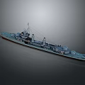Highly Detailed Warship 3D Model Military Naval Water Transport Vessel With Deck Design