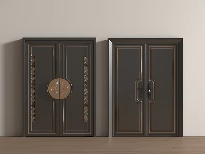 New Chinese Style Villa Entrance Door 3d model