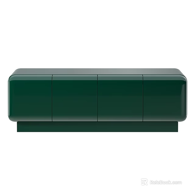 Green Modern Sideboard With Sleek Surface Multiple Doors And Smooth Finish 3d model