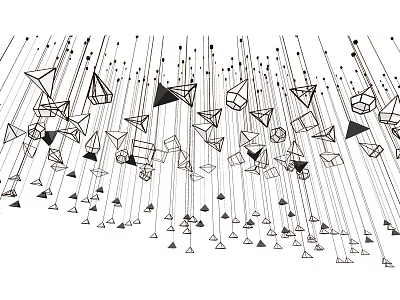 Modern Geometric Chandeliers Featuring Triangular Polygonal Shapes in Black and White Hanging Design 3d model