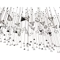 Modern Geometric Chandeliers Featuring Triangular Polygonal Shapes in Black and White Hanging Design 3d model