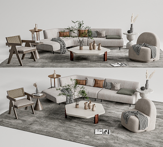 Quiet Sofa Tea Table Combination Sofa Coffee Table 3d model