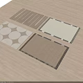 Square Carpets Featuring Neutral Tones Geometric Patterns Beige Brown Gray Under Natural Light Shadow Design 3d model