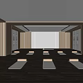 Modern Yoga Studio With Wooden Interior Yoga Mats And Mirror Walls For Fitness
