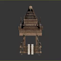 Ancient Wooden Mechanical Device With Rope Wheel And Structural Components Model 3d model