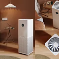Modern White Air Purifier With Elegant Grille Design In Bedroom Home Setting
