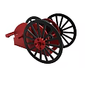 Antique Mechanical Device With Red Body And Large Black Spoked Wheels