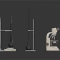 Modern Laboratory Science Equipment Setup With Microscope Test Tube Rack And Flask Stand