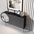 Elegant Modern Entryway Console Table With Marble Top And Gold Metal Frame 3d model