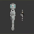 Detailed Futuristic Spaceship Model in White and Teal Sci Fi Design