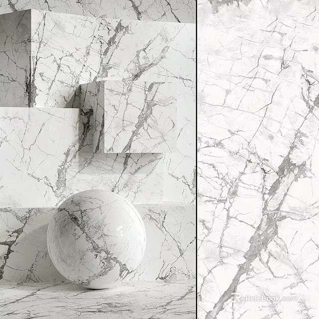 Marble Textured Components Featuring Geometric Cube Sphere And Stacked Design 3d model 