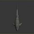 3D Model Of Prehistoric Fish With Open Mouth Textured Body Fins And Tail
