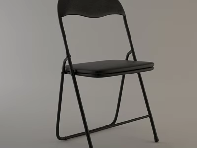 Black Folding Single Chair With Padded Seat And Metal Frame Structure 3d model