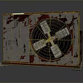 Industrial Ventilation Fan Equipment With Rustic Red White Weathered Surface