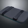 Gray Storage Case With Black Straps And Blue Accent Edge Design