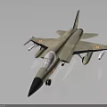 Tan Military Fighter Jet With Attached Missiles National Insignia And Transparent Cockpit