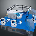 Modern ALSHIFT Exhibition Booth Design With Digital Screens And Blue Carpet