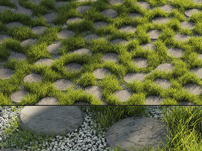 Modern Lawn Courtyard Lawn Grass 3d model