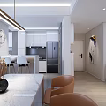 Modern Living Dining Room Interior With Light Tones Large TV Sofa And Dining Table