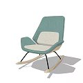Comfortable Teal And Beige Upholstered Rocking Accent Chair With Wooden Legs