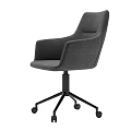 Modern Gray Office Chair With Armrests Black Base And Rolling Wheels 3d model