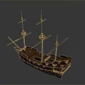 Ancient Sailing Ship With Wooden Construction And Multiple Masts As Historical Water Vessel