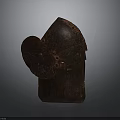 Ancient Rusted Metal Weapon Gauntlet With Holes And Straps Detail
