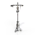 Decorative Iron Clothes Stand with Intricate Scroll Design and Hooks for Hanging Apparel
