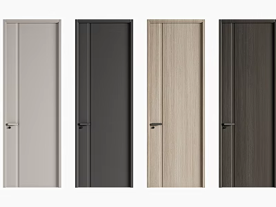 Modern Hinged Doors In Various Neutral Tones And Wooden Finishes For Home Interior 3d model
