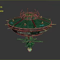 Ancient Architectural Structure With Green Circular Roof And Decorative Illuminated Base