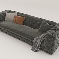 Multi-person sofa combination fabric sofa 3d model