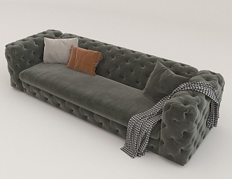 Multi-person sofa combination fabric sofa 3d model