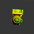 3D Model Industrial Mechanical Equipment With Black Top White Housing And Yellow Green Cone