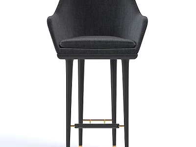 Modern Black Fabric Bar Stool With Tall Legs And Golden Accents 3d model