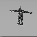 Metallic Wolf Like Creature Character Muscular Body Arms Outstretched Standing Pose