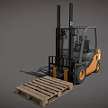 CAT Orange And Gray Forklift With Pallet Fork And Cab Design 3d model