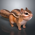 Realistic 3D Render of Standing Brown White Striped Chipmunk with Detailed Fur