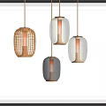 Modern Pendant Lights Featuring Wireframe And Textured Glass Design For Interior Decor 3d model