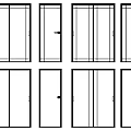 Various Modern Sliding Door Designs With Black Frames And Clear Glass 3d model