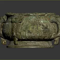 Ancient Bronze Ritual Vessel With Beast Head Handles Spiral Patterns And Three Legs