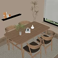 Nordic Dining Table and Chair Combination Dining Table and Chair 3d model