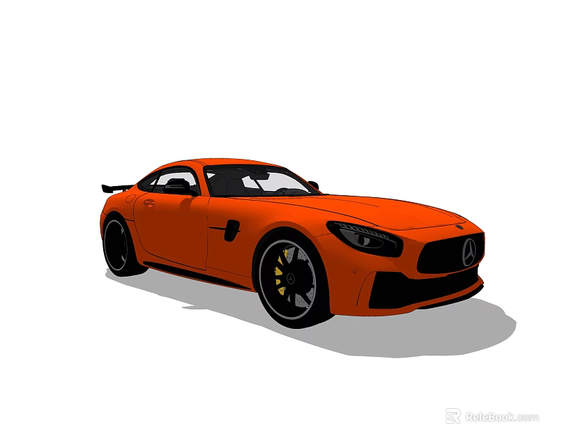 Orange Sports Car With Sleek Body Design Black Wheels And Rear Spoiler 3d model 