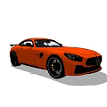 Orange Sports Car With Sleek Body Design Black Wheels And Rear Spoiler