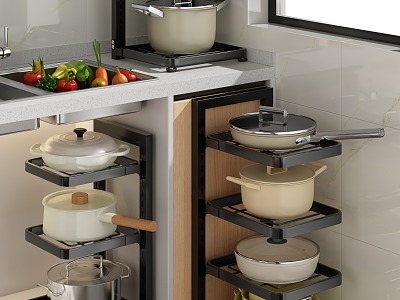 Pot Rack Pot Layered Pot Rack Storage Rack model