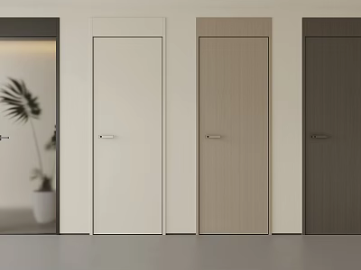 Modern Interior Doors In White Light And Dark Wood Finishes With Minimalist Design 3d model