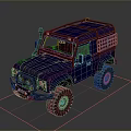 Blue Off Road Vehicle with Roof Rack Cargo Storage and Large Tires 3D Rendered