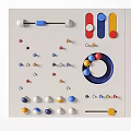 Sports Equipment Colorful Panel with Various Shapes Circles Bars and Spirals