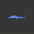 Blue White Red Striped Airplane Featuring Cockpit Windows And Stylish Wings Tail